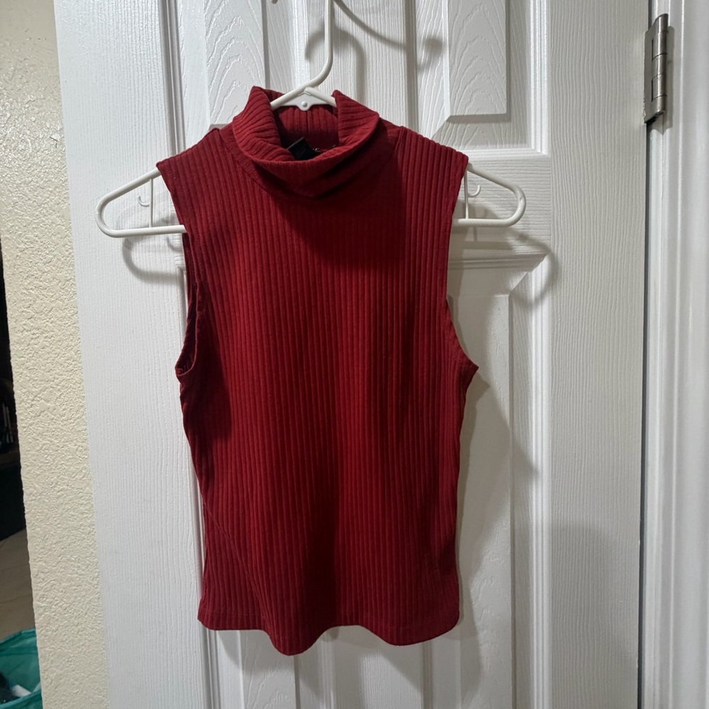 Forever 21 Red Ribbed Sleeveless Top